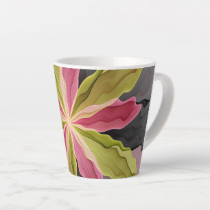 Caneca De Café Latte Joy, verde rosa, Antracite Fantasia Flor Fractal
