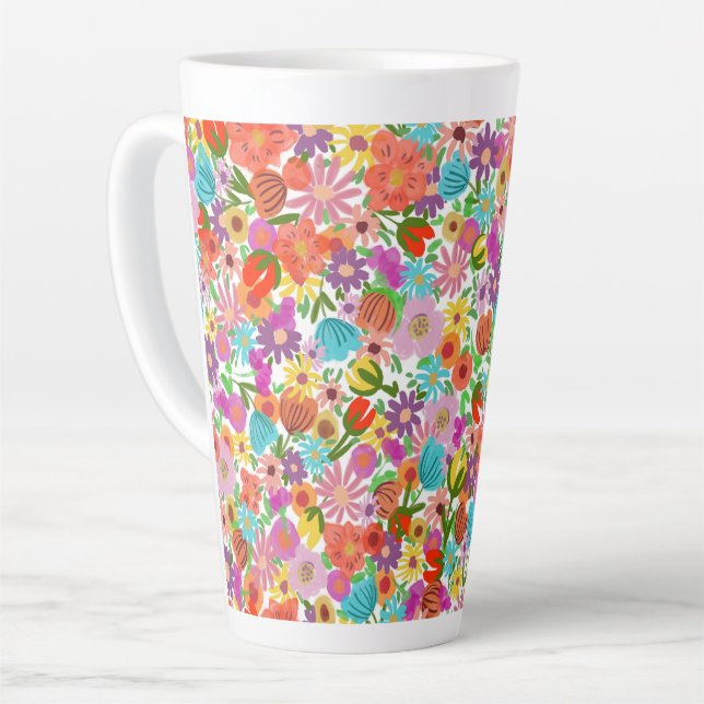 Caneca De Café Latte Joyful Garden Bloom (Ângulo esquerdo)