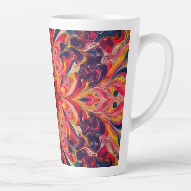 Caneca De Café Latte Joyful Kaleidoscope Color Latte Mug (Direita)