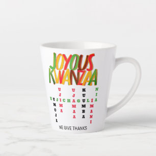 Caneca De Café Latte Joyous KWANZAA Princípios Cruzados