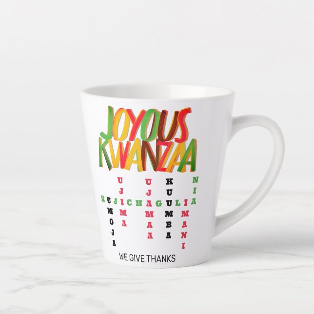 Caneca De Café Latte Joyous KWANZAA Princípios Cruzados (Direita)