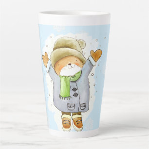 Caneca De Café Latte Joyous Winter Cat