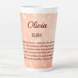 Caneca De Café Latte Julho Birthstone Ruby design