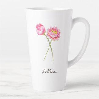 Caneca De Café Latte Julho Nascimento Mês Água Flor Lily
