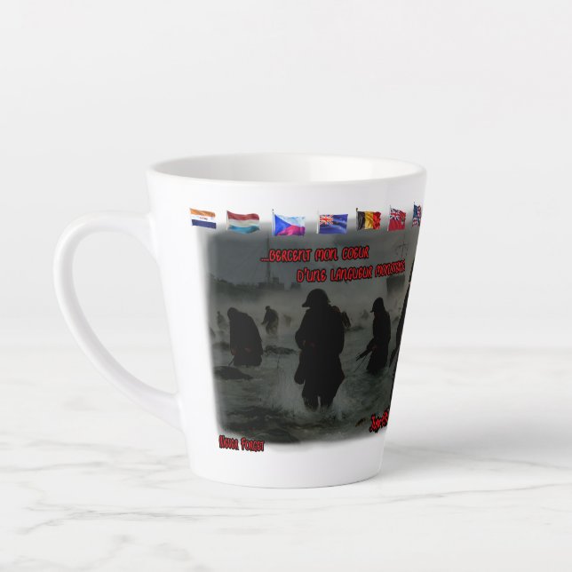 Caneca De Café Latte June 6th, 1944 Normandy Landing on a White Coffee (Esquerda)