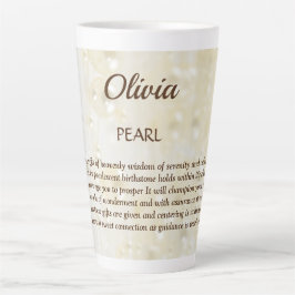Caneca De Café Latte June Birthstone Pearl design