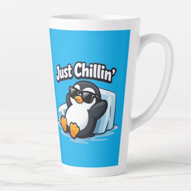 Caneca De Café Latte JUST CHILLING PINGUIN Throw Pillow (Direita)