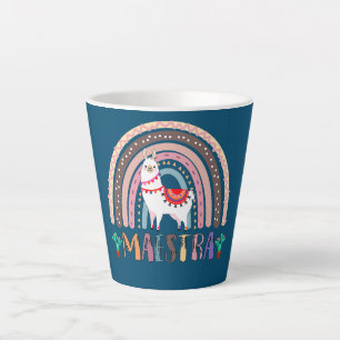 Caneca De Café Latte Jydo Rainbow Llama Maestra Professora Espanhol