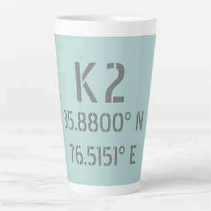 Caneca De Café Latte K2 Latitude e Longitude