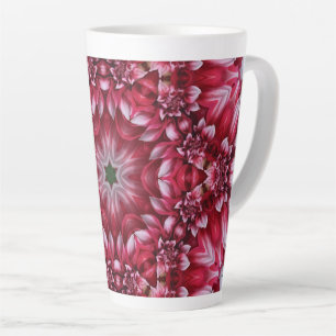 Caneca De Café Latte Kaleidoscópio Crimson Dahlia