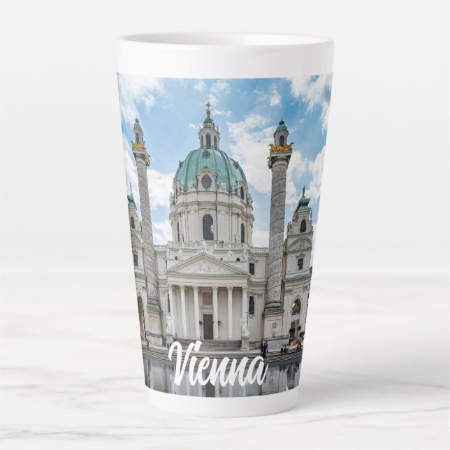 Caneca De Café Latte Karlskirche em Viena, Áustria (Frente)