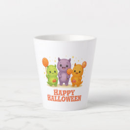 Caneca De Café Latte Kawaii Monsters & Lollipops Halloween