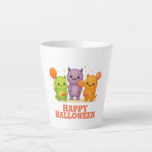 Caneca De Café Latte Kawaii Monsters & Lollipops Halloween