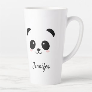 Caneca De Café Latte Kawaii panda branco preto fofo personalizado