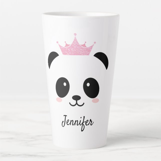 Caneca De Café Latte Kawaii panda rainha fofa personalizada (Frente)