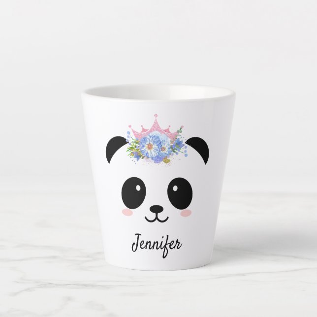 Caneca De Café Latte Kawaii panda rainha personalizada (Frente)