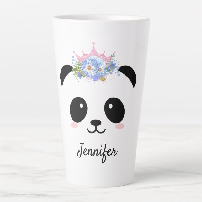 Caneca De Café Latte Kawaii panda rainha personalizada (Frente)