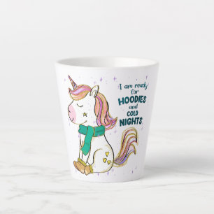 Caneca De Café Latte Kawaii Unicorn Inverno e Hoodies