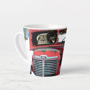 Caneca De Café Latte Keeshond Christmas Old Truck Painting Art