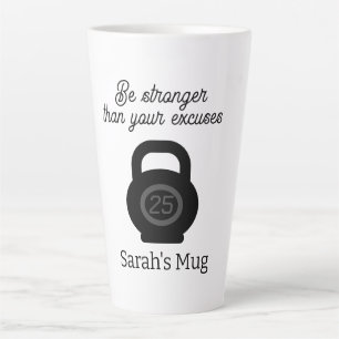 Caneca De Café Latte Kettlebell e malhação motivacional são personaliza