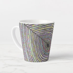 Caneca De Café Latte Kian Arte Colorida Geométrica Desenhada à Mão