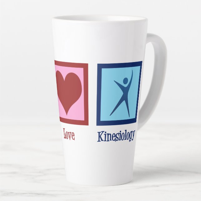 Caneca De Café Latte Kinesiologista Peace Love Kinesiology (Ângulo direito)