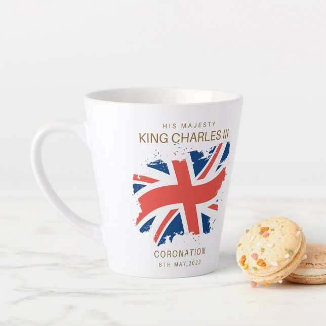 Caneca De Café Latte King Charles III Union Jack Flag (In Situ)