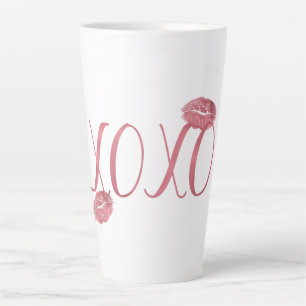 Caneca De Café Latte Kisses XOXO Rosa