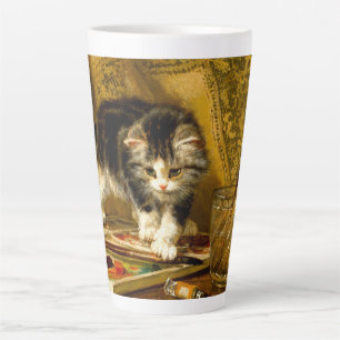 Caneca De Café Latte Kitten com pintura e escovas