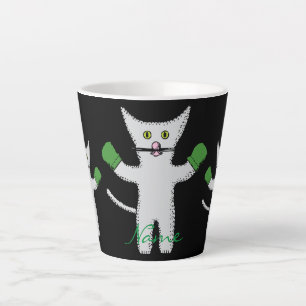 Caneca De Café Latte Kitten de boxe com Mittens Thunder_Cove