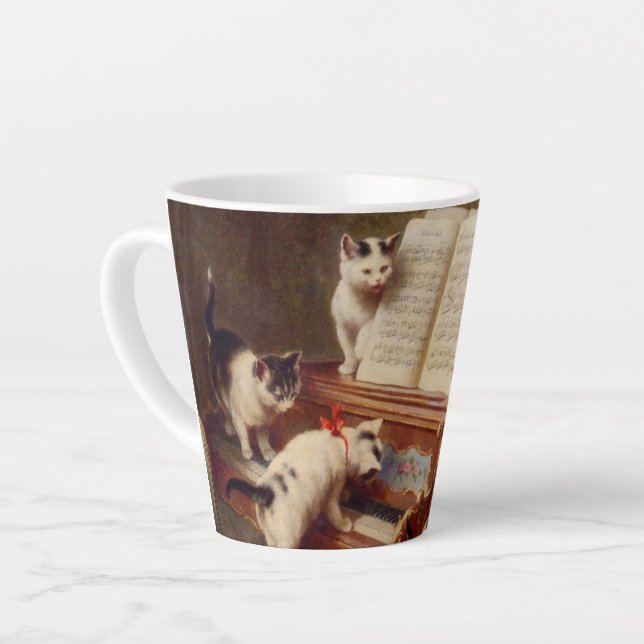 Caneca De Café Latte Kittens e Piano (Ângulo esquerdo)