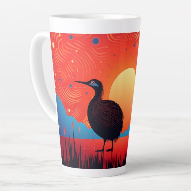 Caneca De Café Latte Kiwi Bird em Twilight (Ângulo esquerdo)