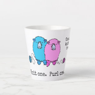 Caneca De Café Latte Knit one purl uma ovelha de cor doce personalizada