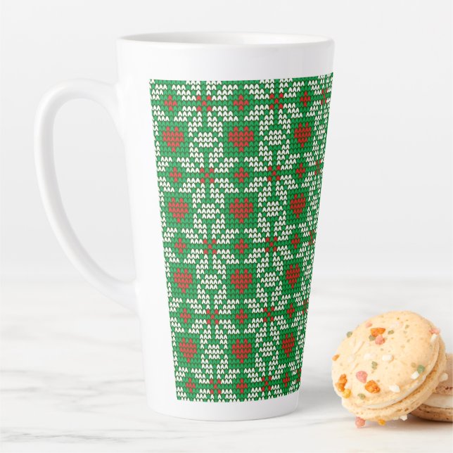 Caneca De Café Latte Knitted Christmas pattern (In Situ)