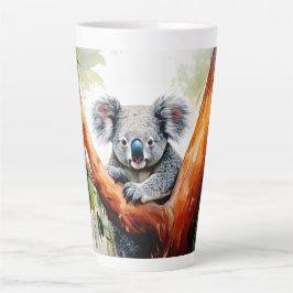 Caneca De Café Latte Koala Sentado em uma árvore de chiclete