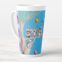 Caneca De Café Latte Koala Watercolor Blue Festa de aniversário Latte M