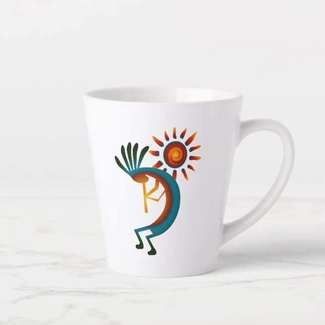 Caneca De Café Latte Kokopelli com Sun (Direita)