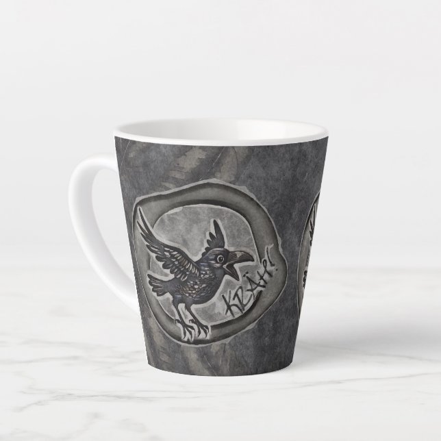 Caneca De Café Latte Krähe Crow Rabe ruft KRÄH!  (Ângulo esquerdo)