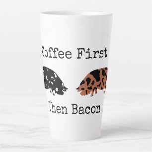 Caneca De Café Latte Kune Pig - Café Primeiro, Depois Bacon