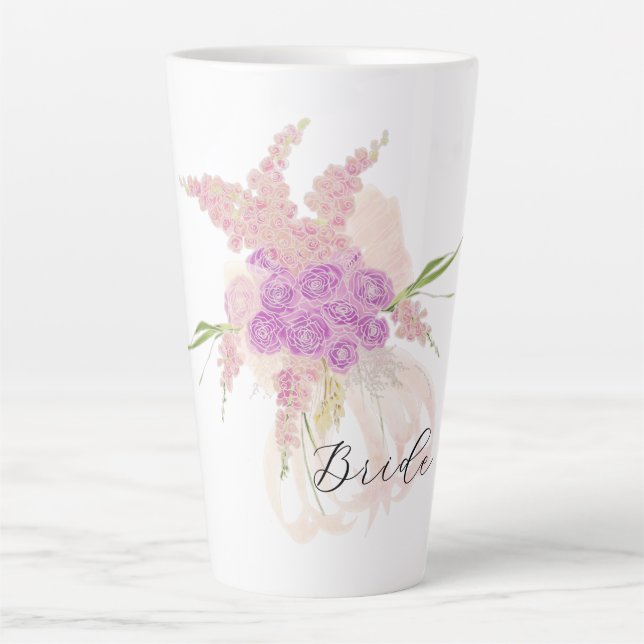 Caneca De Café Latte La Boca Rosa Brides Blush bow Bouquet  (Frente)