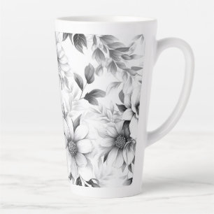 Caneca De Café Latte Lã De Lata De Estética De Padrão Branco E Preto
