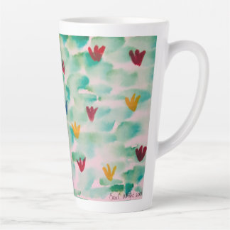 Caneca De Café Latte Lã De Latte De Floral, Frente