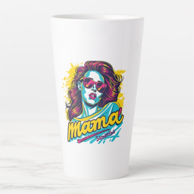 Caneca De Café Latte Lã-Pop da Mama Retro Personalizada (12) (Frente)