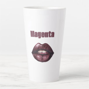 Caneca De Café Latte Lábios Vermelhos Magenta Borgonha