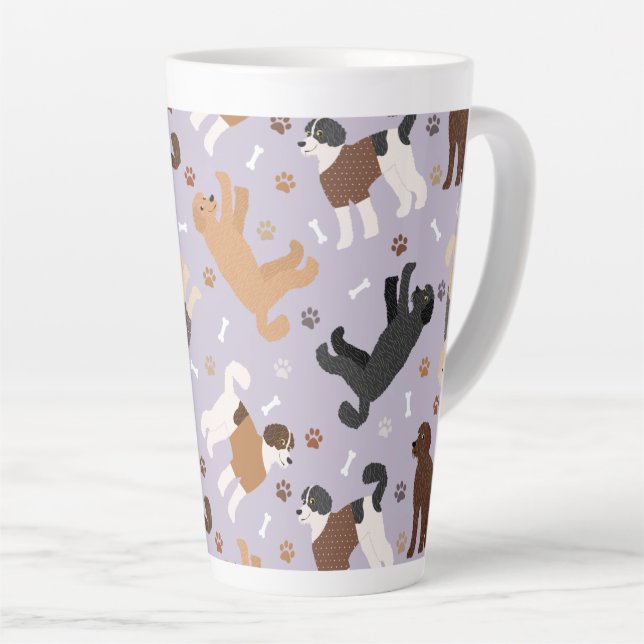 Caneca De Café Latte Labradoodle / Ossos e patas de Goldendoodle (Ângulo direito)