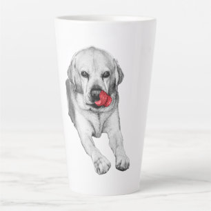 Caneca De Café Latte Labrador com alegria vermelha brilhante