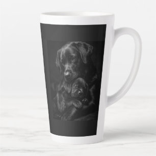 Caneca De Café Latte Labrador preto, pai e filho, Abraço de amor