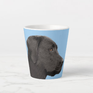 Caneca De Café Latte Labrador Retriever Black Painting Original Dog Art