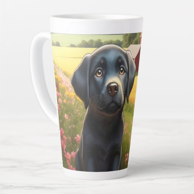 Caneca De Café Latte Labrador Retriever na Fazenda (Ângulo esquerdo)