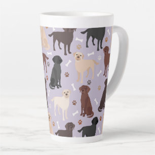 Caneca De Café Latte Labrador Retriever Paws e Ossos Latino Mug
